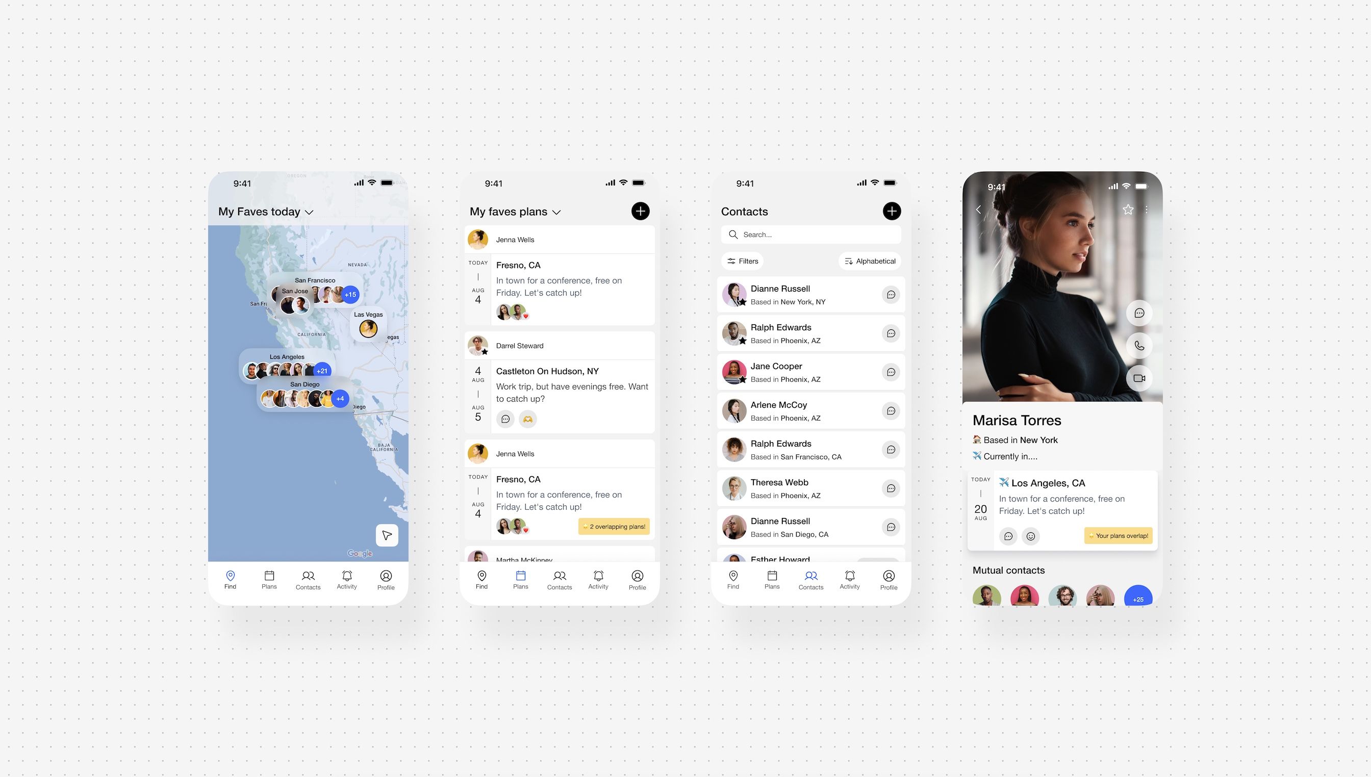 Wireframes of geolocate plans feature